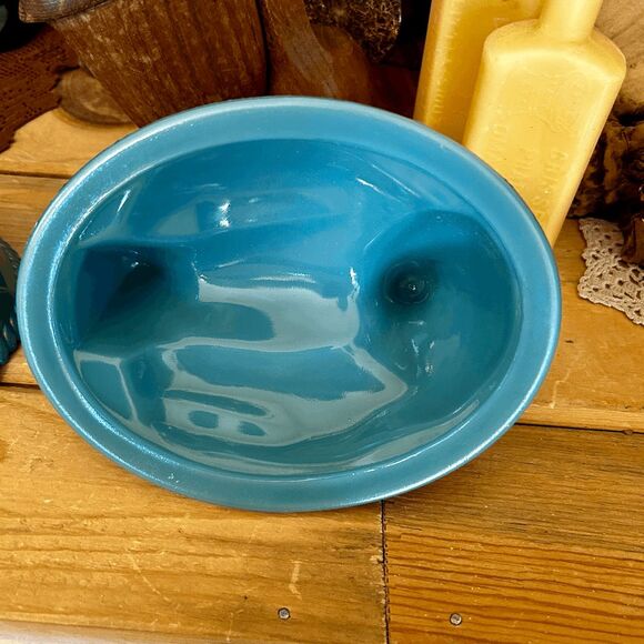 Vintage Westmoreland Mould Large Hen on Nest – Mosser Glass – Georgia Blue Carni - Picture 4 of 5